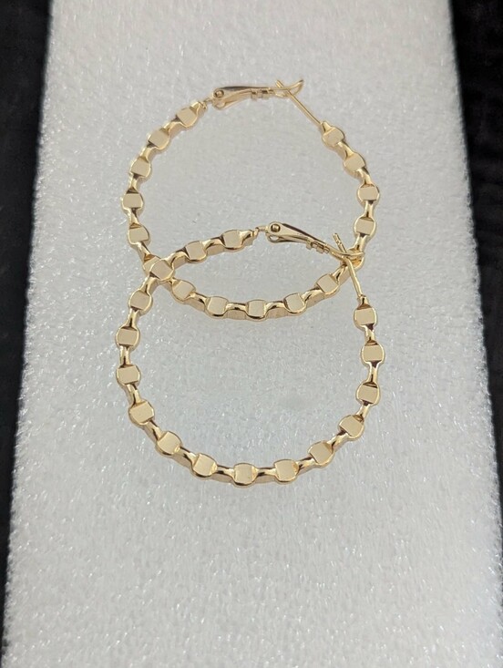 Jewelry - 14K Gold Plated Color 40mm Textured Hoop Earrings Lightweight